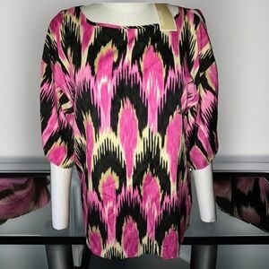 Michael Kors Pink Black Cold Shoulder Blouse NWT NEW